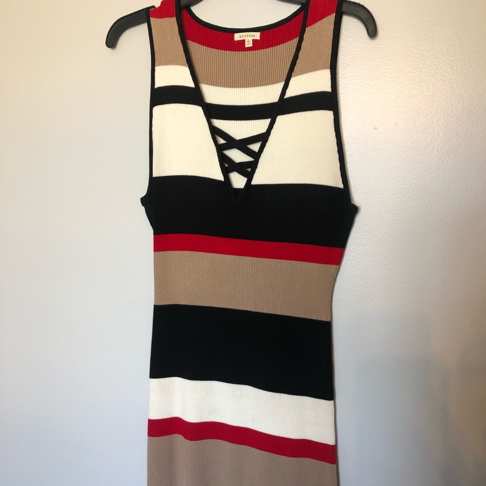 En Creme stripe tank dress